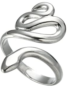 kkjoy Schlangen-Wickel-Fingerring für Damen Herren Vintage Edelstahl Verstellbar Offene Finger Ringe Schmuck für Cocktail Party Halloween