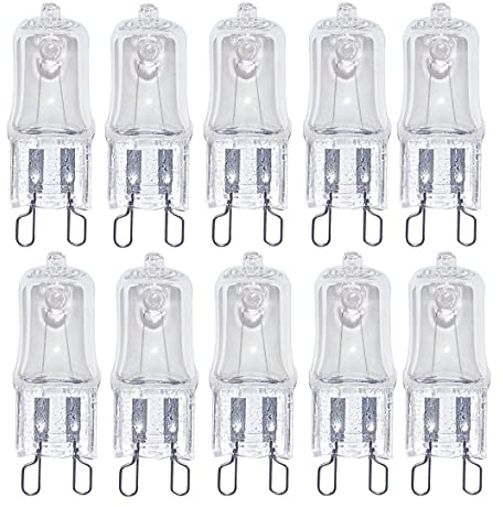10x G9 Halogen Bulbs 20W/33W/42W 230V 2800K Warm White Clear Capsule Halogen Lamps Dimmable, No Strobe, No Flicker (watts, 20)