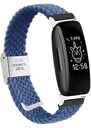 Dehnbarer Wristband für Fitbit Ace 2 / Fitbit Ace 3 Armband, Geflochtenes Nylon Stoff Solo Loop Band für Damen Herren, Verstellbares Ersatzarmband Kompatibel mit Fitbit Ace 2 / Fitbit Ace 3 (C)