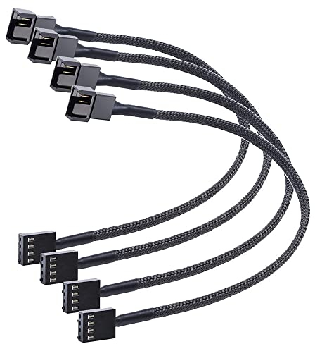 Gebildet 4Stück 4Pin PWM Lüfterverlängerung, Stromkabel, Anschlussgehäuse, Stecker auf Buchse, für Computer, Kompatibel mit 4-Pin und 3-Pin PWM Lüfter (42cm)