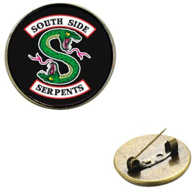 Beliebte TV-Riverdale Broschen South Side Serpents Jughead Jones Anstecknadeln Badge Rucksack Hut Kleidung Broschen für Fans, S, Messing