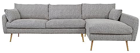 HTI living Ecksofa Antonius Webstoff Grau rechts Polsterecke mit Kissen