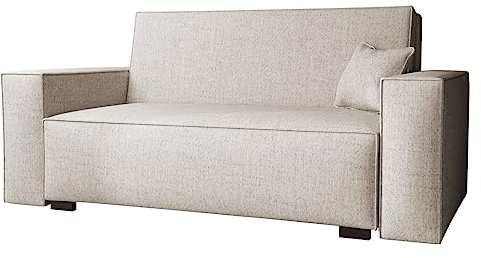 Mirjan24 Sofa Viva Duo III mit Schlaffunktion, 3 Sitzer Polstersofa mit Bettkasten inkl. Kissen, Schlafsofa, Bettsofa, Sofagarnitur, Farbauswahl, Wohnlandschaft (Neve 03)