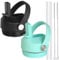 Straw lid for Yeti Rambler Water Bottle 18 26 36 64 oz, Replacement Cap Straw Cap for RTIC 18oz 26oz 36oz, Lid with Straw and Brush and Flexible Handle ﻿ (Black Seafoam)