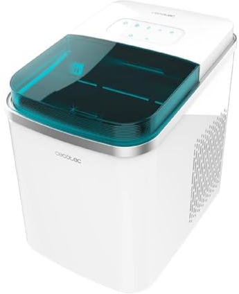 Cecotec Máquina de Hacer Hielo Chillin' Ice 1200. 105 W, Capacidad de Producción Diaria de 12 Kg, Display Táctil, Ventana de Control, Función Autolimpieza, Aviso de Nivel de Agua