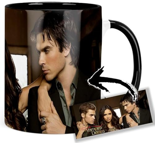 MUGSVILLE The Vampire Diaries Ian Somerhalder Paul Wesley Nina Dobrev B Tasse Ceramique Intérieure et Poignée Noire Mug