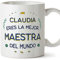 MUGFFINS Tazas Personalizadas para MAESTRA mujer - En Español - Mejor del Mundo - 11 oz / 330 ml - Regalo Personalizable original y divertido