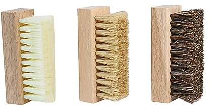 Lot de 3 brosses de Nettoyage en Bois pour Chaussures - Brosse de Nettoyage Douce pour Chaussures en Daim - Brosse d'entretien du Cuir - Brosse pour vêtements et Textiles
