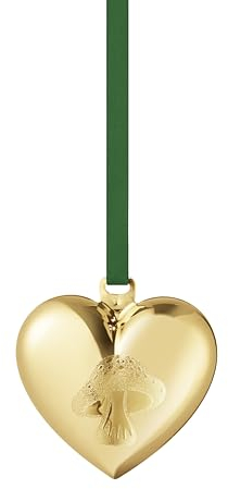 Georg Jensen 2023 Herz Geformt Weihnachtsschmuck in Gold Messing - Feiertag Saisonal Hängende Dekoration - Entworfen von Sanne Lund Traberg
