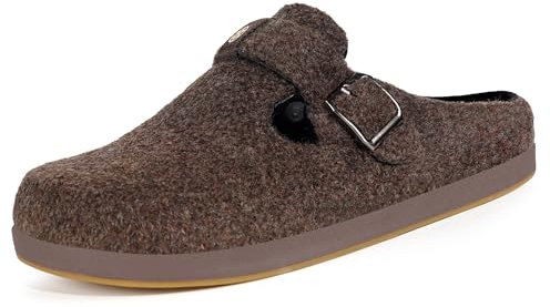 Gaatpot Chaussons Fermés pour Femme en Feutre,Sabot Fourré Homme Hiver,Marron A,42