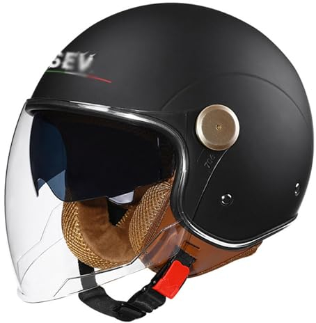 Motorradhelm Halbschalenhelm Mit ECE-Zulassung Männer Und Frauen Vintage Deutsche Motorrad Halbhelme Mit Visier Offener Helm for Bike Cruiser Chopper Moped Scooter 3,M:57-58CM