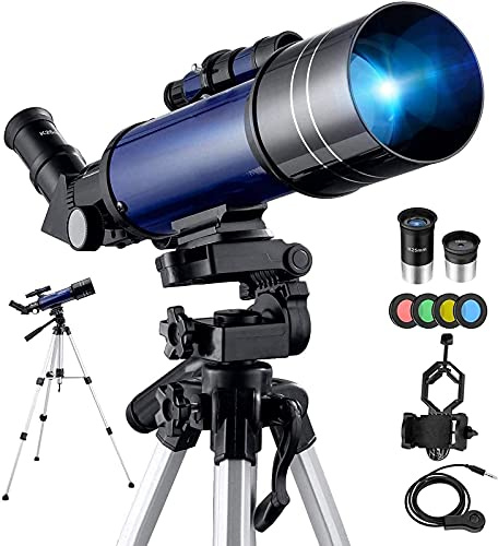 Teleskop Astronomie 70/400 Teleskop für Kinder Anfänger Amateur Astronomen mit Smartphone-Adapter, Stativtasche und Mondfilter-Teleskope, Birtay