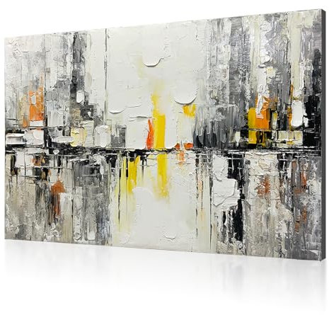 JBER 100% Handgemalte Ölgemälde auf Leinwand, Farbenfrohe abstrakte Wanddekoration für Schlafzimmer und Flur Premium - 120x80 cm(ABSTRACT-01)