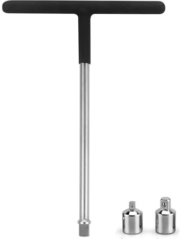 WINTOWIN 1/2” Drive T-Handle Socket Wrench，1/2-Inch Drive T Handle Socket Driver with 1/4” and 3/8” Adaptors for Vehicle Car Motorcycle