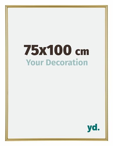 yd. Your Decoration - Bilderrahmen 75x100 cm - Gold - Bilderrahmen aus Kunststoff mit Acrylglas - Antireflex - Rahmen 75x100 cm - Annecy