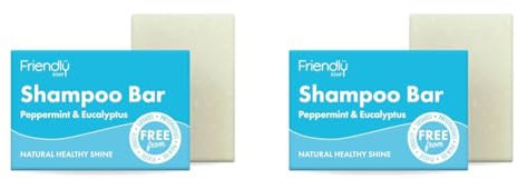 Handmade Natural Peppermint & Eucalyptus Shampoo Bar - Refreshing, Rich, Nourishing 95g (Pack of 2)