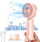 XVZ Tragbarer Handventilator, Mini USB wiederaufladbarer Handventilator mit 3 Geschwindigkeiten und Tischständer, hält 6-12 Stunden, ideal für Reisen und Zuhause - Rosa