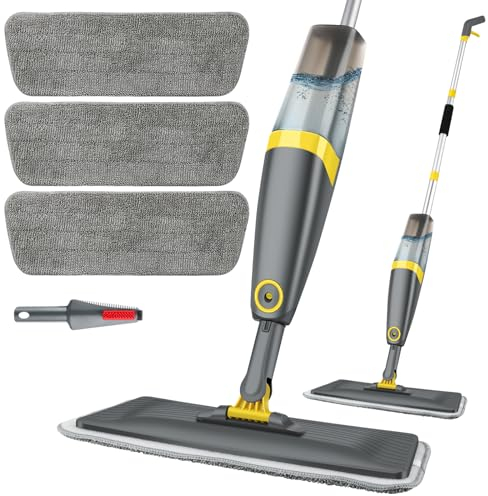 Homgif Spazzola per pavimenti con funzione spray, 600 ml, 135 cm, con funzione spray, spray per la pulizia dei pavimenti
