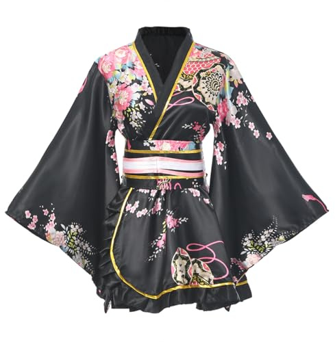 BPURB Kimono Costume Giapponese Tradizionale Geisha Yukata Cosplay Donne Sexy Fiori di Ciliegio Patten Accappatoio Da Notte Con Cintura Obi