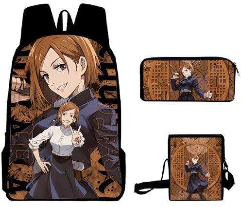 Zhongkaihua JJK 3-teiliges Anime-Rucksack-Set für Schule, Jungen, Gojo-Rucksack, 3-in-1, mit Schultaschen, Federmäppchen und Umhängetaschen-Sets für Studenten, Schulsaison, Geschenke, Type7,