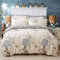 Freyamy Blumen Bettwäsche 200x220cm 3teilig Beige Bunt Floral Elegante Bettwaren-Sets 100% Microfaser Weiche Mädchen Bettbezug mit Reißverschluss und 2 Kissenbezug 80x80cm