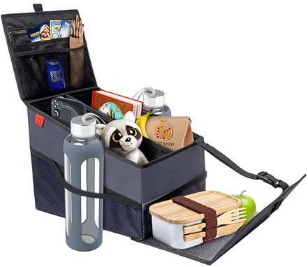 ESSENZZ Roadssta - Der innovative 3in1 Auto Rücksitz Organizer Kinder mit Reisetisch & Getränkehalter Funktion - Beifahrersitz & Kofferraum Organizer