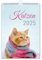 Kalender 2025 Katzen Wandkalender DIN A4 Katzenkalender mit Schulferien Katze-Motiv
