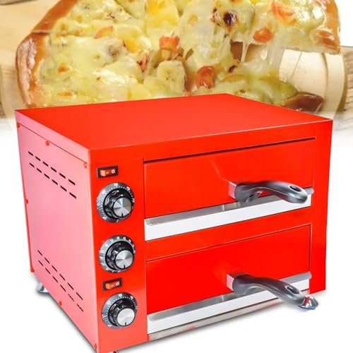 twostronking 12 Inches Stainless Steel Commercial Double Layer Pizza Oven,Adjustable Time and Temperature,Up and down Heating,With Removable Tray,Suitable for Kitchens, Restaurants
