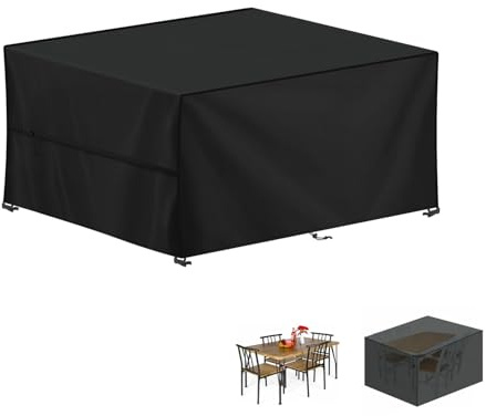 LAMUNI Abdeckung für Gartenmöbel Wasserdichte Schutzhülle Gartenmöbel Anti-UV Abdeckplane für Gartentische Terrassenmöbel, Schwerlast 420D Oxford Outdoor Abdeckhaube für Möbelsets, 130x100x75cm
