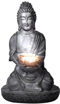 Globo LED Solarlampe Lampe Leuchte beleuchtete Skulptur Buddha Kunststoff