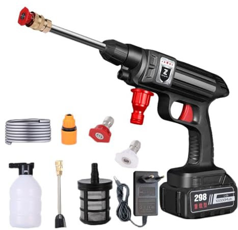 Pistolet Haute Pression sans Fil pour Batterie Makita 18 V, 30 Bar Nettoyeur Haute Pression Mobile avec 30000mAh Batterie, Buse 6-en-1, Nettoyeur Haute Pression pour Voitures Maison Jardin (10000mah)