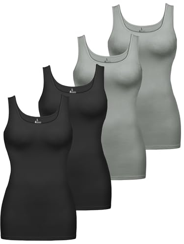 ALPIDEX Canotta Donna Set da 4 Top Basic Unito Cotone Stretch Canotta Intima Senza Maniche, Taglia:M, Colore:Storm