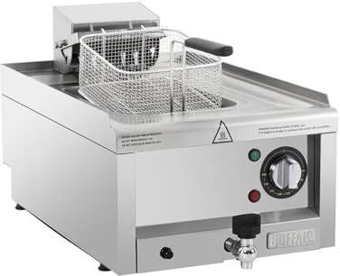 Buffalo 600 Series Stainless Steel Single Tank Electric Fryer, 8Ltr | Provides rapid, even heat distribution built to withstand heavy-duty daily cooking in demanding commercial kitchens.