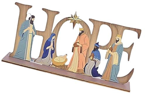SANRLO Krippenfigur aus Holz mit Hoffnungszeichen für Weihnachten und religiöse Feiern, kulturelle Weihnachtsdekoration
