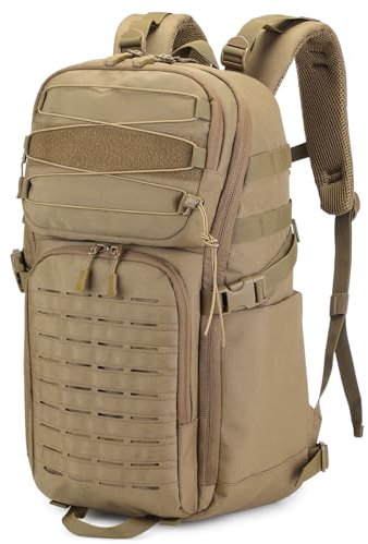 HUNTVP Militär Rucksack 35L Taktischer Rucksack Herren Wasserdicht Daypack MOLLE Reiserucksack Bundeswehr Wanderrucksack Trekkingrucksack für Herren Damen Sport Radfahren Outdoor Camping (35L Braun)