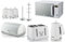 Swan Elegance White 1.7L Kettle, 4 Slice Toaster, Breadbin, Canisters, Mug Tree, Towel Pole and 800W 20L Digital Microwave. Contemporary Matching Kitchen Set of 9 with a Premium Textured White Finish