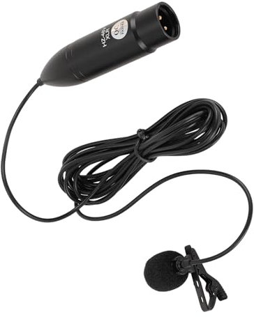 XLR Lavalier Microphone, 48V Omnidirectional Lapel Microphone, Noise Reduction Clip On Lavalier Microphones, XLR Mic with Lapel Clip for Recording Interview