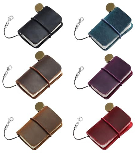 6 Pack Leather Travel Mini Notebook, 1.8 x 1.2 Refillable Blank Pocket Journal Notepad, Portable Vintage Small Dairy Journal for Daily Write (6Pcs)