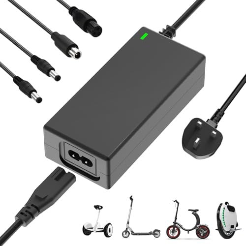Electric Scooter and Hoverboard Charger with 4 Connectors, 42V/2A Charger for 36V Battery, for Electric Scooters, Mobility Scooters, Drift Boards, Xiaomi M365/Pro 2 and Unicycles,etc