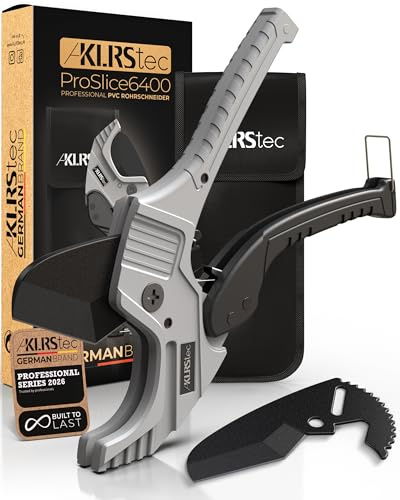 KLRStec Set tagliatubi professionale per tubi in PVC ProSlice 6400 (64 mm / 2-1/2) Tagliatubi Professionale a Cricchetto per PVC, PE, PP e PVC-U