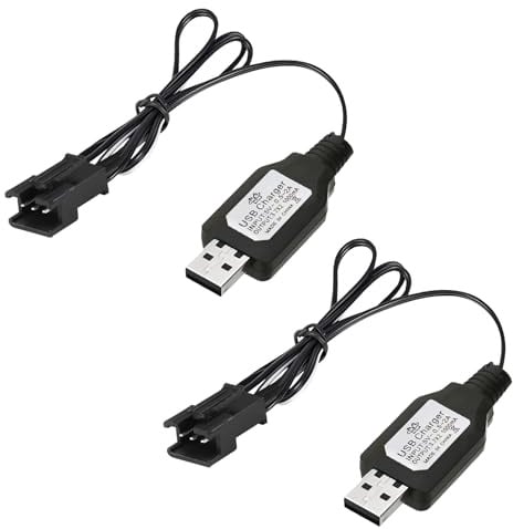 2 Pièces USB Chargeur Câble RC Universel, Chargeur avec Connecteur SM-3P Plug, Câble Charge pour 2S 7.4V LiPo Batterie, Compatible avec Voitures RC, Drones, Bateaux Avions Autres Jouets Télécommandés