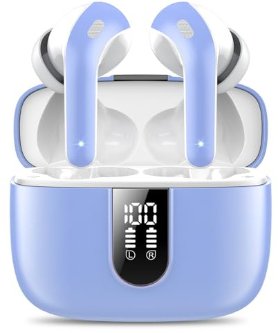 Auriculares Inalámbricos Bluetooth, Auriculares Bluetooth 5.3, 4 Mic con Reducción de Ruido ENC, 50H con Graves, Cascos Inalambricos Bluetooth IP7 Impermeable, Carga Rápida USB-C, Ajuste Cómodo