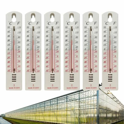 6 Stück Raumthermometer Innen, Zimmerthermometer, Innen Außen Thermometer Analog, Wandthermometer, Temperaturmessgerät Mit C-50° Bis 50° Und F -60° Bis 120°, Für Haus, Garage