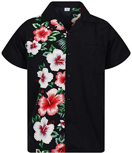 V.H.O. Funky Hawaiihemd, Kurzarm, Wedding, schwarz, XXL