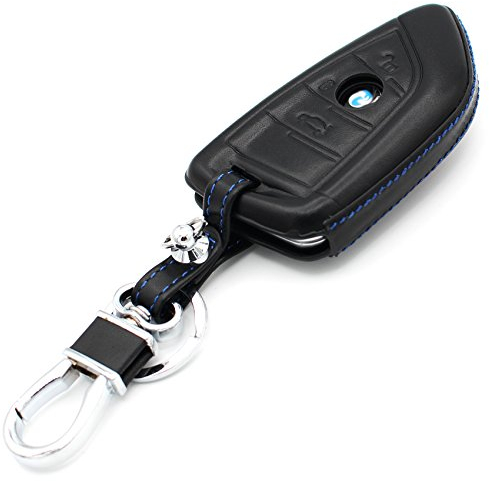 Finest Folia Leder Schlüssel Hülle BD (Schwarz Blau)