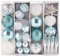 HEITMANN DECO 29er Set Christbaumkugeln Sortiment - Weihnachtsschmuck türkis siber weiß zum Aufhängen - Kunststoff Christbaumschmuck türkis weiß Silber