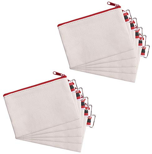 Bluecell - Bolsas de lona para monedas, 10 unidades, color blanco, con cremallera, tamaño pequeño