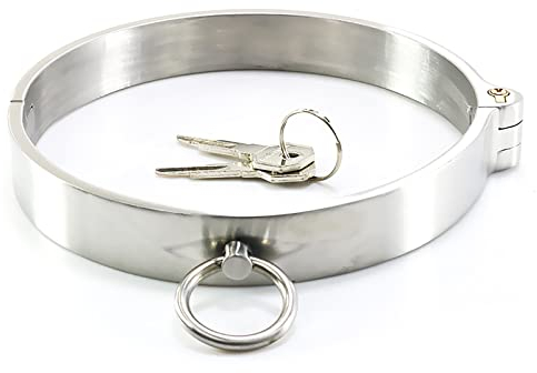 ZWFUN Halsreif Halsband SM Bondage Spielzeug Halsbänder damen silber Necklace Choker für Paare(Schloss Ø Schlüssel) (L:13.8cm)