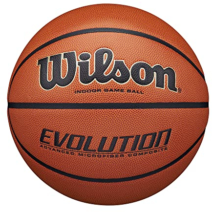 Wilson Evolution Indoor Basketball für Training und Wettkampf | Optimale Ballkontrolle | Verschiedene Größen und Gewichte | Kunstleder
