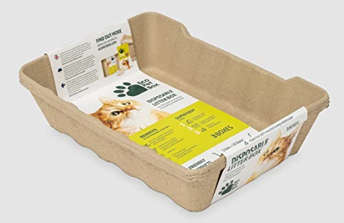 Disposable Cat Litter Tray - Eco Friendly, Biodegradable, Liquid-Proof - 10 Pack - No Mess, No Odor - Ideal for Travel & Home